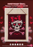 Sweetheart Skull Tapestry Crochet Pattern | Gothic Romantic Wall Art (120x160 Stitches PDF)