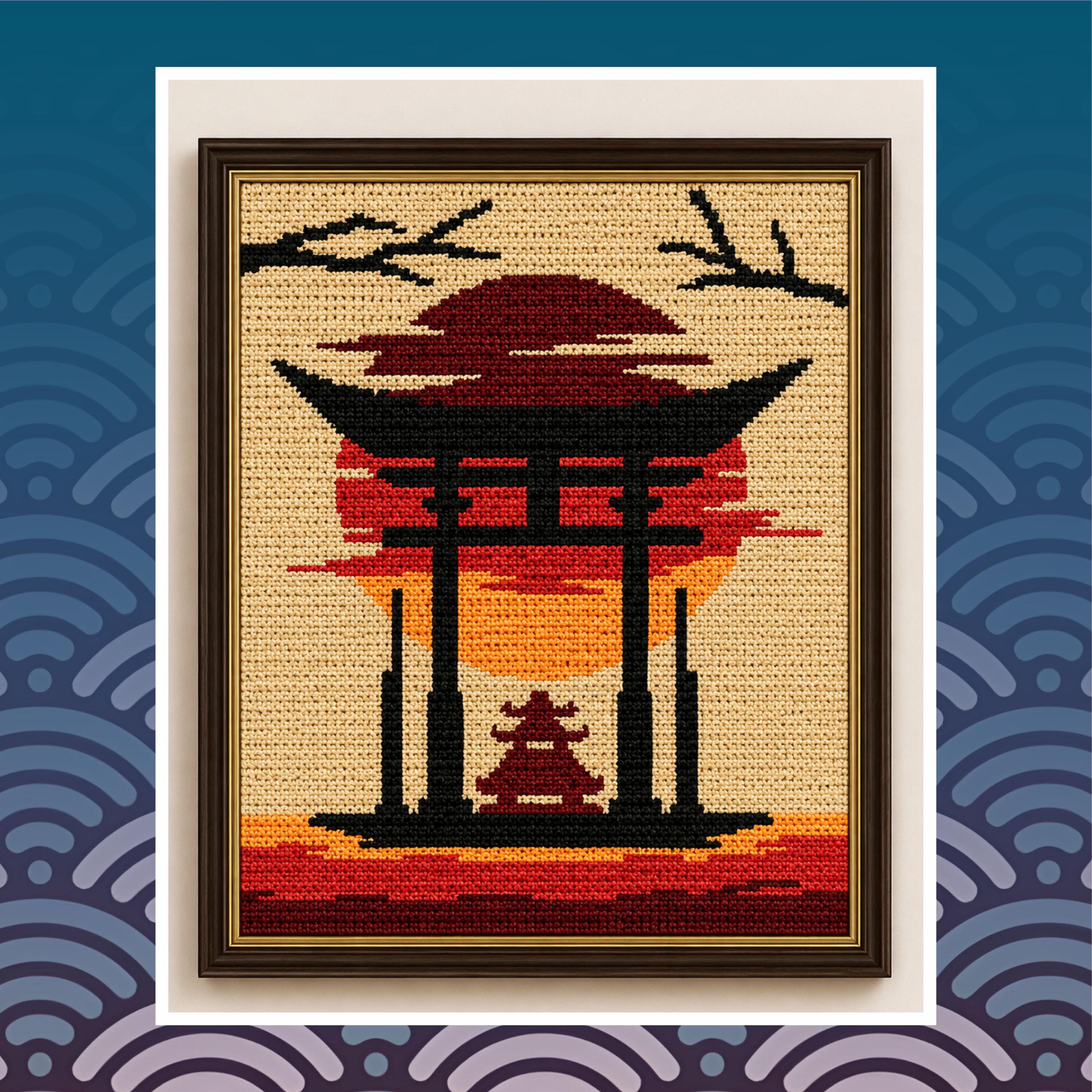 Japan Gate Tapestry Crochet Pattern: Wall Hanging (Digital Download, 120x160 Stitches)