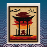 Japan Gate Tapestry Crochet Pattern: Wall Hanging (Digital Download, 120x160 Stitches)