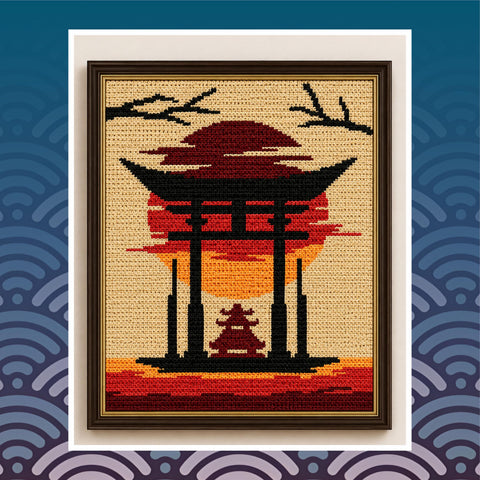 Japan Gate Tapestry Crochet Pattern: Wall Hanging (Digital Download, 120x160 Stitches)