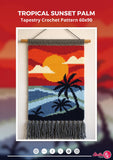 Tropical Sunset Palm Tapestry Crochet Pattern 60x90 Stitches PDF