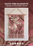 Tree Silhouette Tapestry Crochet Pattern: Rustic Wall Hanging (PDF Download 70x120 Stitches)