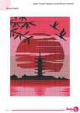 Japan Temple Tapestry Crochet Pattern: Full Moon Wall Hanging (PDF Download 120x160 Stitches)