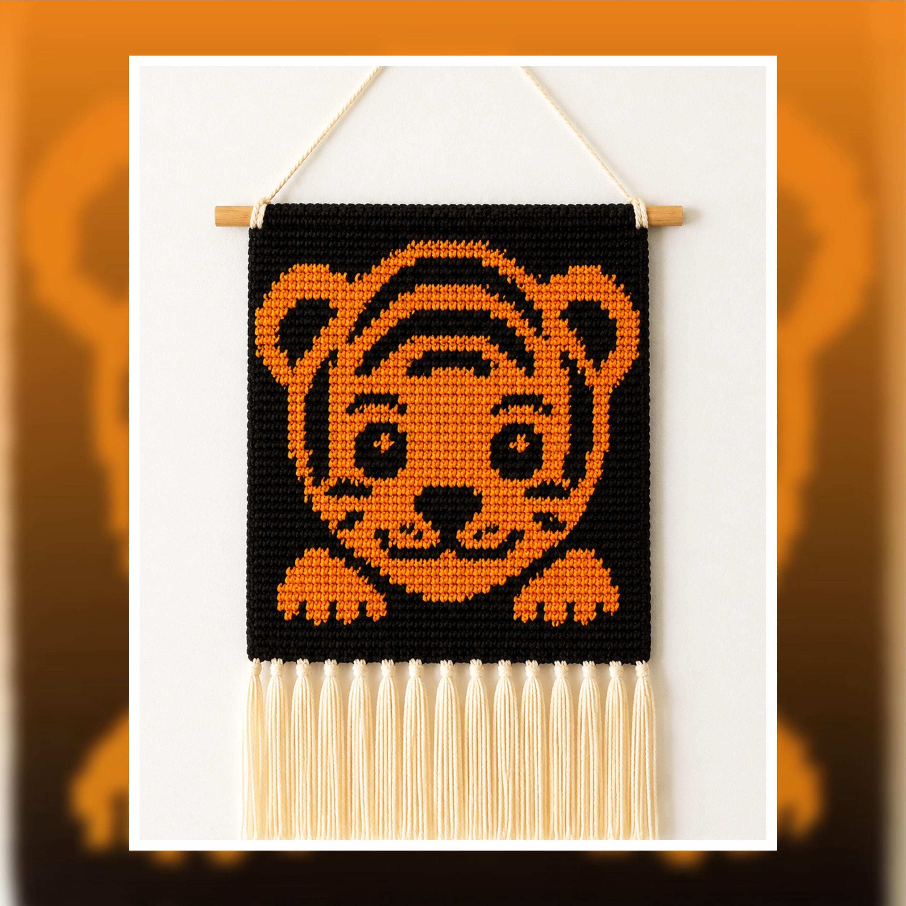 Tiger Face Tapestry Crochet Pattern: Nursery Wall Art (PDF Pattern 75x75 Stitches)