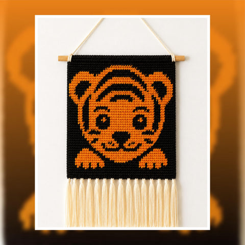 Tiger Face Tapestry Crochet Pattern: Nursery Wall Art (PDF Pattern 75x75 Stitches)