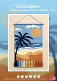Beach Sunset Crochet Tapestry Pattern: Palm Tree Coastal Wall Hanging (60x90  Stitches PDF)