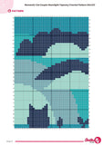 Cat Couple Crochet Pattern: Romantic Tapestry Wall Hanging (PDF Download 80x120 Stitches)