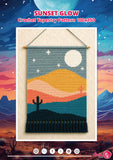 Crochet Tapestry Pattern: Desert Moon, Cactus, Sunset Glow (PDF Pattern 100x150 Stitches)