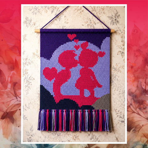 Romantic Couple Tapestry Crochet Pattern: Sweet Love Silhouette Wall Hanging (PDF Pattern 80x120 Stitches)