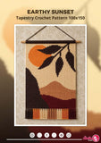 Tapestry Crochet Pattern: Earthy Sunset Mountain Wall Hanging (PDF Pattern 100x150 Stitches)