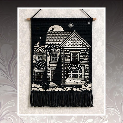 Moonlit Cottage Crochet Tapestry Pattern: Cozy Night Wall Art (PDF Download 120x150 Stitches)