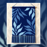 Blue Leaves Crochet Tapestry Pattern: Botanical Wall Hanging (PDF Download 110x160  Stitches)
