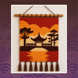 Japan Garden Sunset Crochet Pattern: Oriental Tapestry Wall Hanging (PDF Pattern 90x120 Stitches)