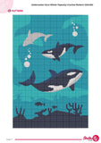 Underwater Orca Tapestry Crochet Pattern: Whale Wall Hanging (120x180 Stitches PDF)