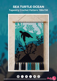 Sea Turtle Tapestry Crochet Pattern – Underwater Coastal Wall Hanging (100x150 Stitches PDF)