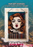 Pop Art Crochet Tapestry Pattern: Retro Woman Kiss Design (PDF 140x200 Stitches)