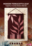Modern Terracotta Leaf Tapestry Crochet Pattern 90x120 PDF | Minimalist Botanical Wall Hanging Design