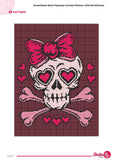 Sweetheart Skull Tapestry Crochet Pattern | Gothic Romantic Wall Art (120x160 Stitches PDF)