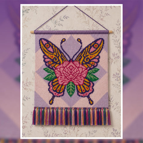Butterfly Rose Tapestry Crochet Pattern: Boho Wall Hanging (PDF Pattern 150x150 Stitches)