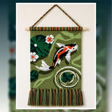 Koi Pond Crochet Tapestry Pattern | Fish Wall Art (90x120 Stitches PDF Pattern)