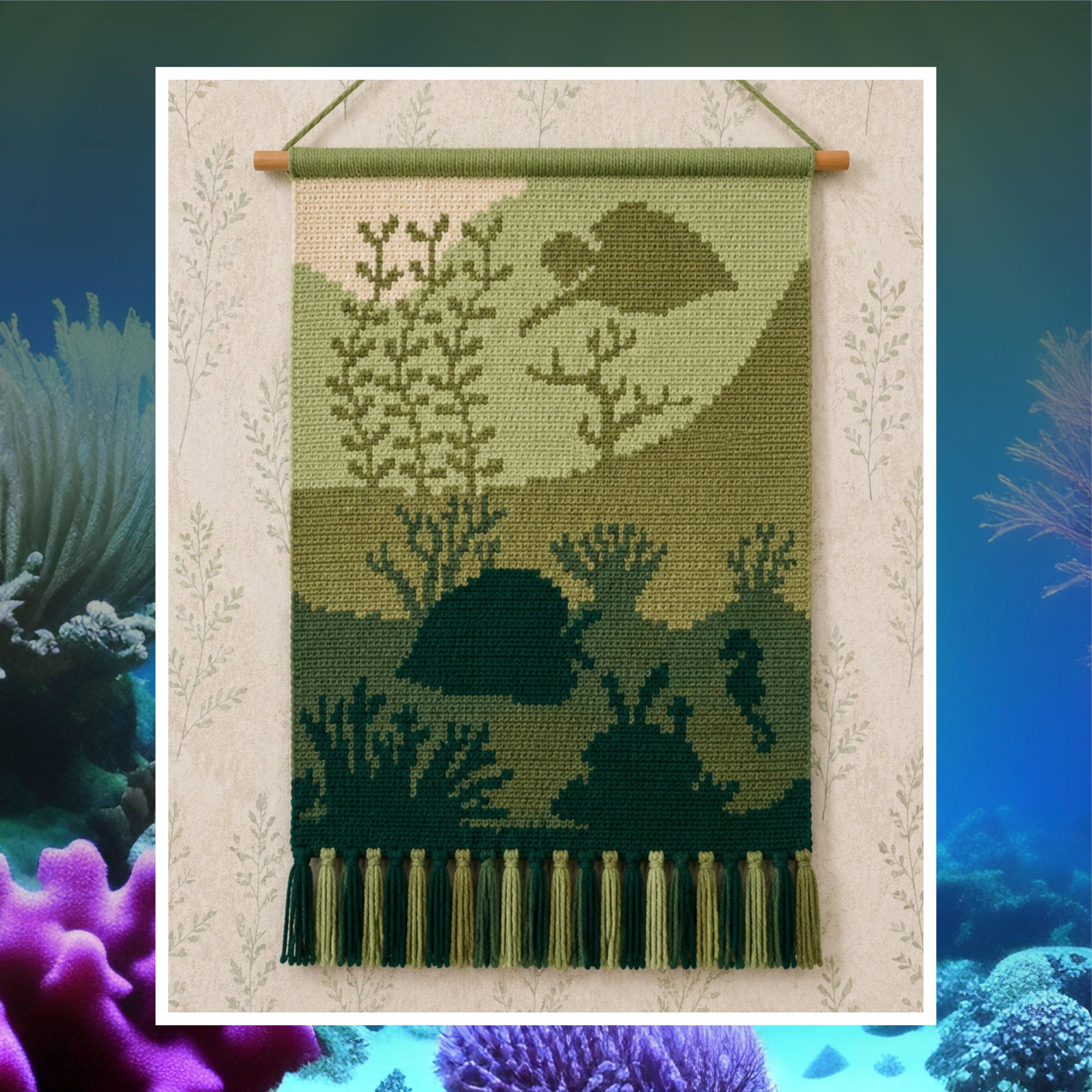 Crochet Tapestry Pattern: Sea Fish & Coral Reef Wall Hanging (100x150 Stitches PDF)