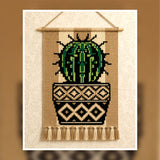 Boho Cactus Tapestry Crochet Pattern: Tribal Pot Wall Art (PDF Pattern 75x110 Stitches)