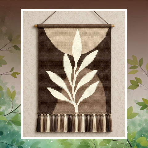 Tapestry Crochet Pattern: Rustic Leaf Wall Hanging (PDF Download 100x150  Stitches)