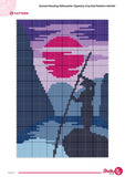 Sunset Lake Tapestry Crochet Pattern: Silhouette Wall Hanging (60x90 Stitches PDF)