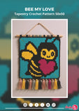 Bee My Love Crochet Pattern: Tapestry Wall Hanging (PDF Download 50x50 Stitches)