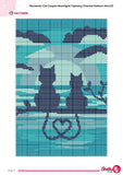Cat Couple Crochet Pattern: Romantic Tapestry Wall Hanging (PDF Download 80x120 Stitches)
