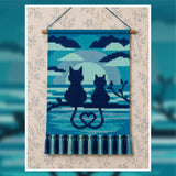 Cat Couple Crochet Pattern: Romantic Tapestry Wall Hanging (PDF Download 80x120 Stitches)