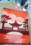 Japan Garden Sunset Crochet Pattern: Oriental Tapestry Wall Hanging (PDF Pattern 90x120 Stitches)