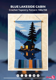 Blue Lakeside Cabin Crochet Tapestry Pattern 100x150 Stitches PDF