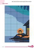 Blue Lakeside Cabin Crochet Tapestry Pattern 100x150 Stitches PDF