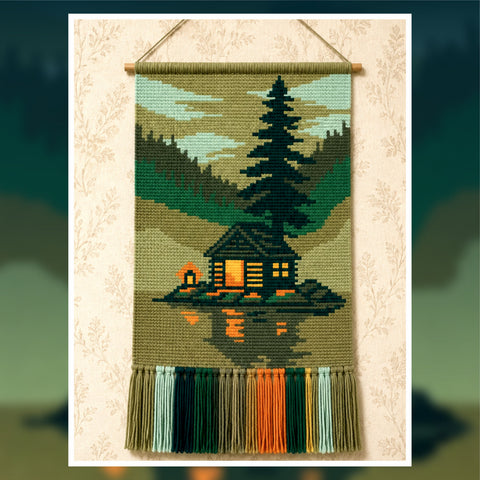 Cozy Lakeside Cabin Tapestry Crochet Pattern 80x120 Stitches PDF