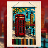 London Telephone Booth Tapestry Crochet Pattern | Big Ben UK Cityscape Wall Hanging (PDF)