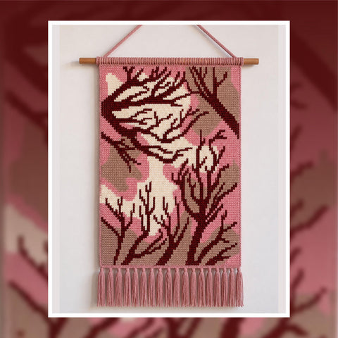 Tree Silhouette Tapestry Crochet Pattern: Rustic Wall Hanging (PDF Download 70x120 Stitches)
