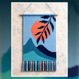 Sunset Mountain Tapestry Crochet Pattern: Modern Botanical Wall Hanging (PDF)