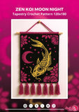 Zen Koi Moon Night Tapestry Crochet Pattern 120x180 Stitches