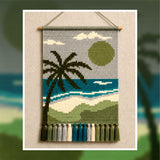 Crochet Palm Tree Beach Tapestry Pattern: Coastal Wall Hanging (80x120 Stitches PDF Chart)
