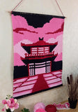 Japanese Pagoda Tapestry Crochet Pattern: Pixel Art Wall Hanging (PDF Download 90x120 Stitches)