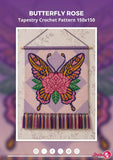 Butterfly Rose Tapestry Crochet Pattern: Boho Wall Hanging (PDF Pattern 150x150 Stitches)