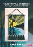 Golden Tropical Sunset Lake Tapestry Crochet Pattern 100x150 Stitches PDF