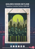 Golden Moon Tapestry Crochet Pattern: Modern Skyline Wall Hanging (PDF Pattern)