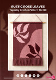 Rustic Rose Leaves Crochet Tapestry Pattern: Vintage Boho Wall Hanging (PDF Pattern 80x120 Stitches)