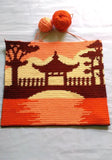 Japan Garden Sunset Crochet Pattern: Oriental Tapestry Wall Hanging (PDF Pattern 90x120 Stitches)