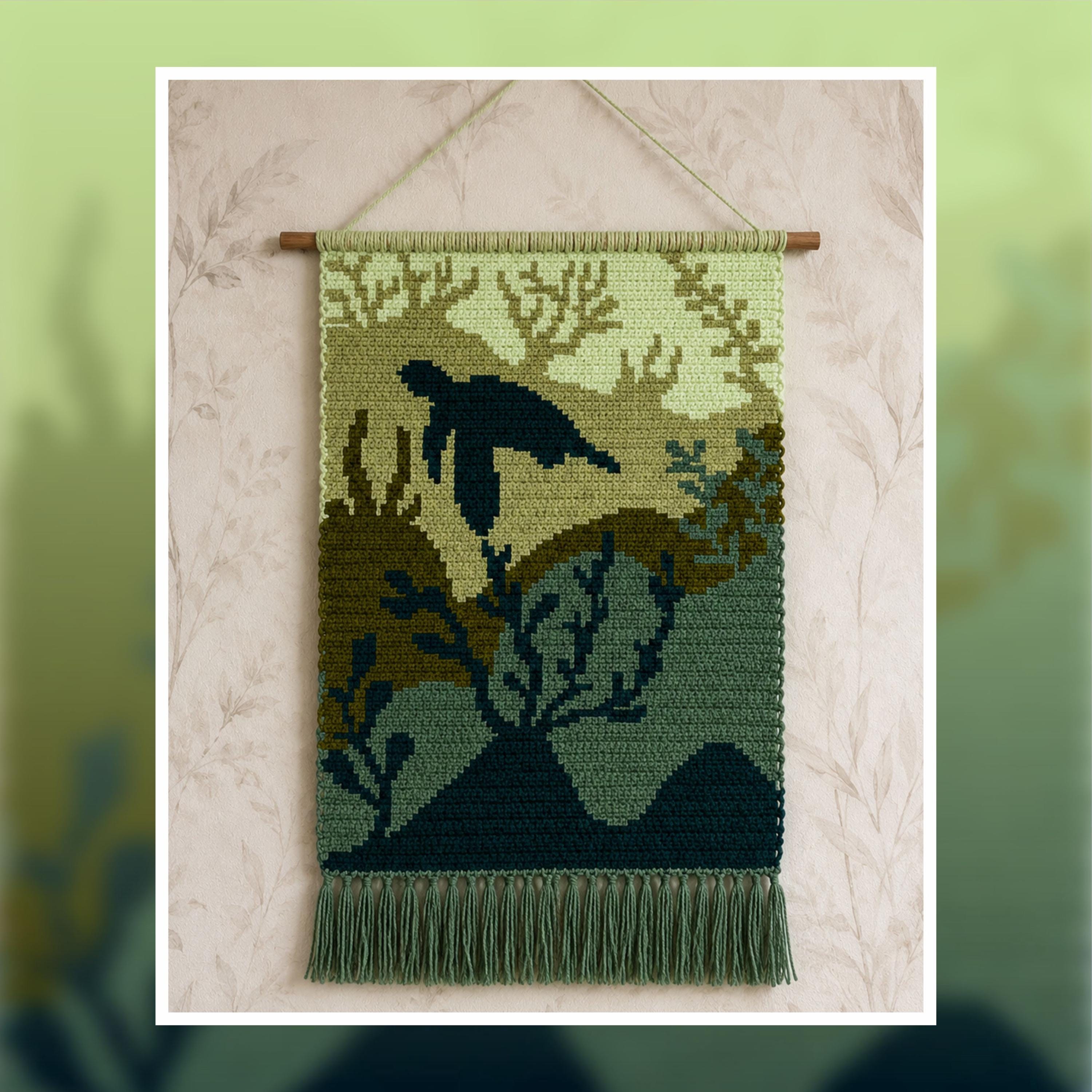 Sea Turtle Tapestry Crochet Pattern: Ocean Wall Hanging (80x120 Stitches PDF)