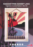 Radiant Pink Sunset Lake Tapestry Crochet Pattern 80x120 Stitches PDF