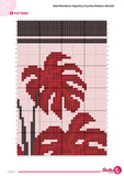 Red Monstera Crochet Tapestry Pattern: Bold Botanical Wall Art (90x120 Stitches PDF)