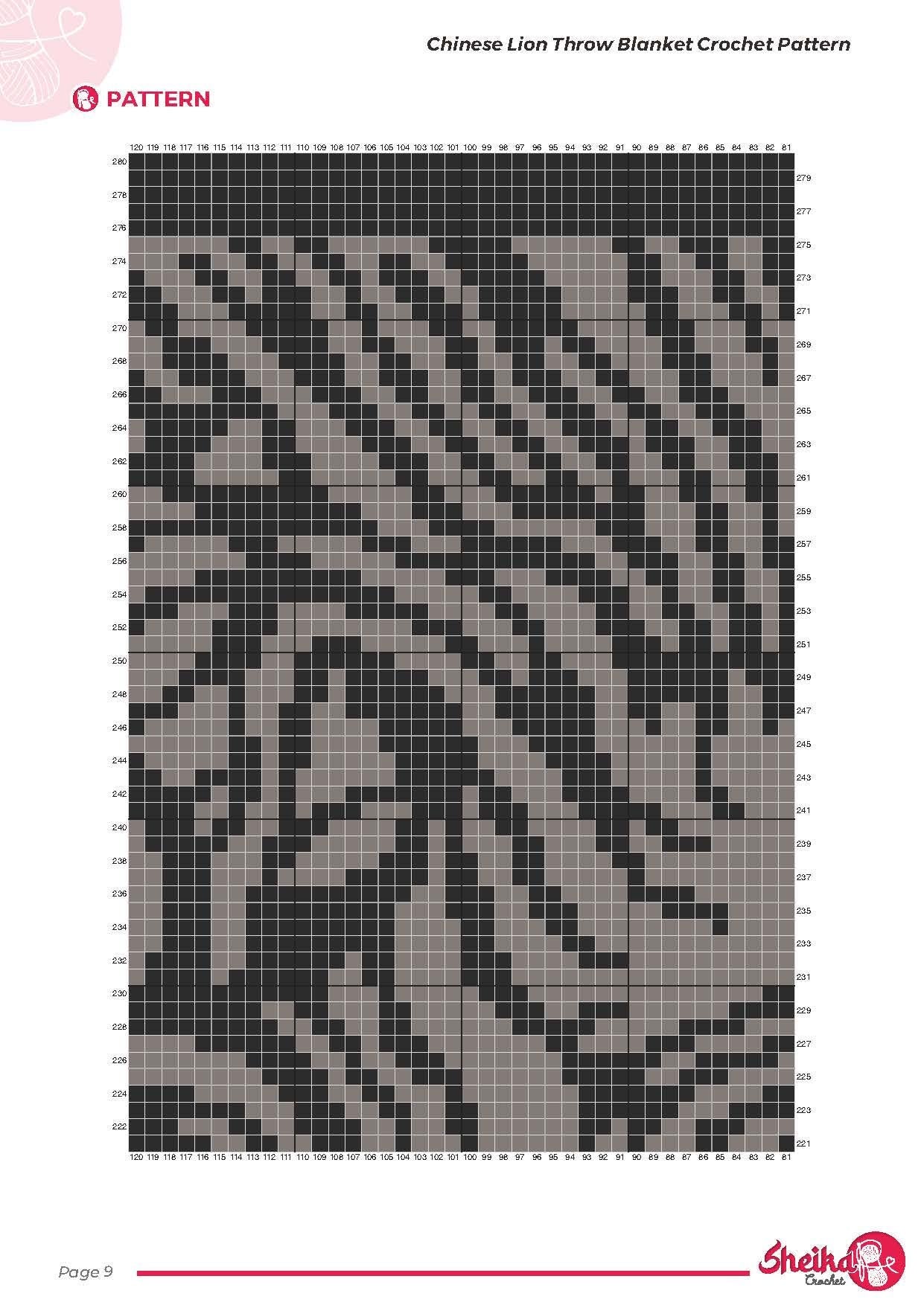 Chinese Lion Tapestry Crochet Blanket Pattern (PDF 160x280 Stitches)